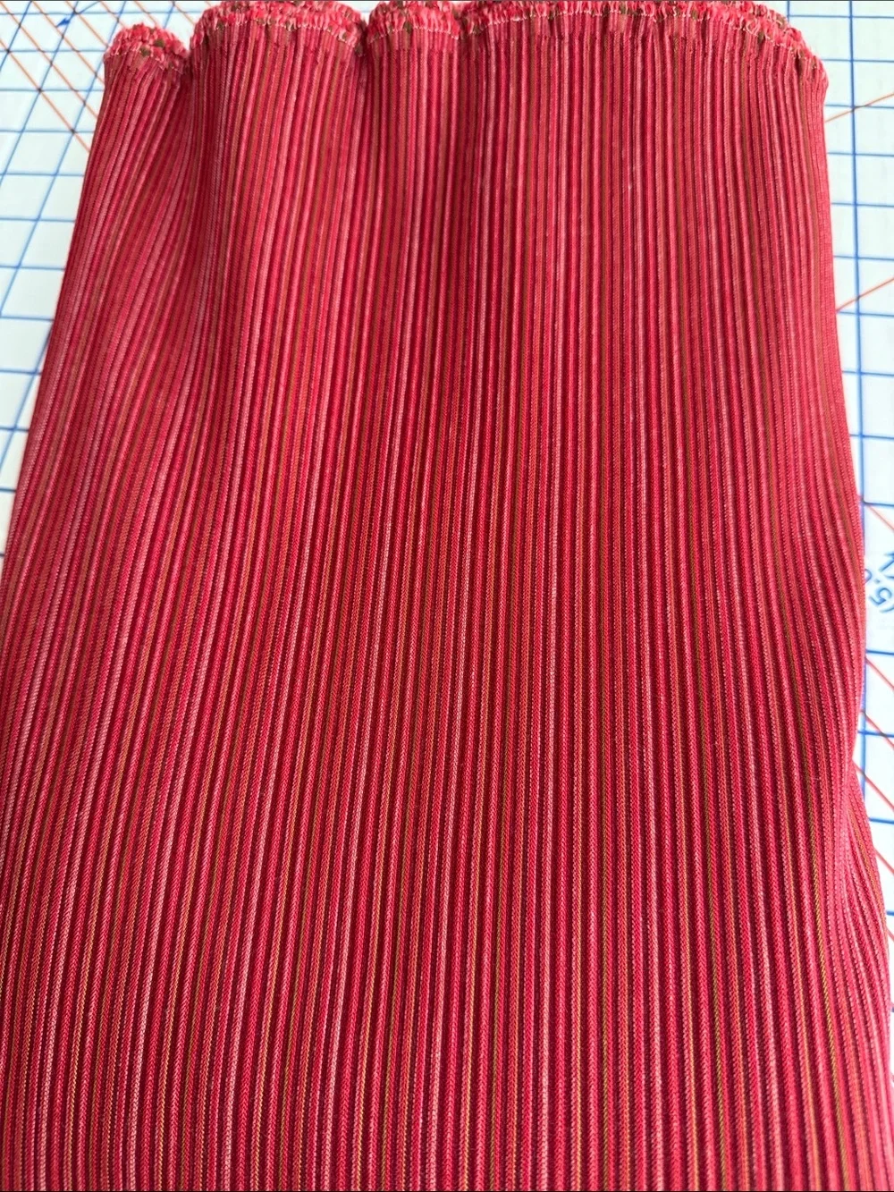 Vintage 1970s Ribbed Knit Fabric Rust/Red Stripe 3.5 Yards x 58” Heavy Stretch